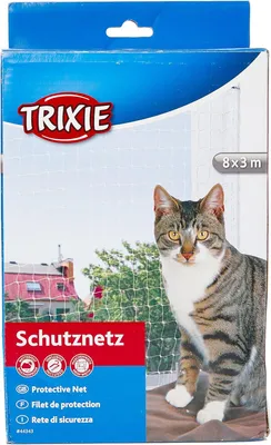 Imagen del producto de Red de seguridad para gatos, transparente, resistente a los rayos UV, de 8 x 3 metros, con una malla de 3 x 3 cm, fabricada en nylon