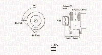 Produktbild von MAGNETI MARELLI 063731933010 Lichtmaschine Generator LiMa 125A 12V für RENAULT Clio III Schrägheck (BR0/1, CR0/1) KANGOO (KC0/1) für DACIA DUSTER
