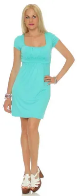 Produktbild von Kleid Tunika Mini-Kleid mit Raffungen U-Ausschnitt, Mintgrün M/L 38/40