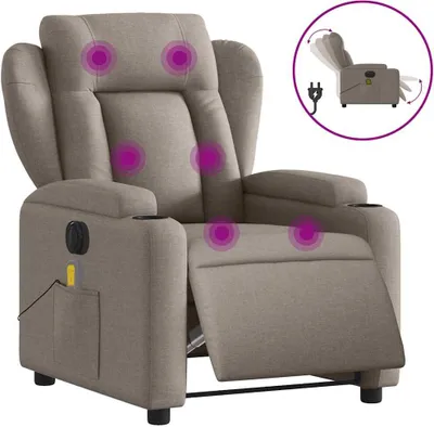 Image de vidaXL Fauteuil de massage électrique Taupe Tissu