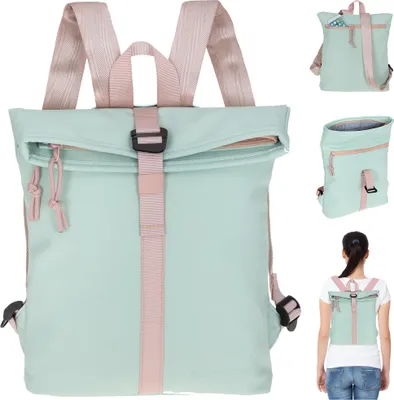 Produktbild von Rucksack Damenrucksack Frauen New Rebels Tim Fashion small, medium Bürorucksack Bürotasche Handtasche Daypack Büro Freizeit für Damen Freizeitrucksack klein 511287 67 Pastell Mint + Bagboom Schlüsseletui