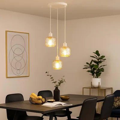 Produktbild von LED Pendelleuchte, beige, Glas, rauchfarben, H 120 cm