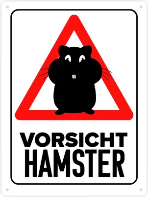 Produktbild von Vorsicht Hamster Metallschild XXL in 28x38 cm mit Hamster Silhouette
