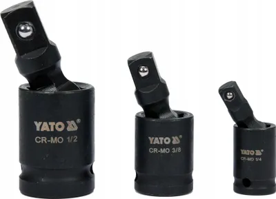 Produktbild von YATO Kugelgelenk Kardangelenk Schlaggelenk‑Set 3‑tlg | 1/4', 3/8', 1/2' | CrMo Stahl | Impact Universal Gelenke