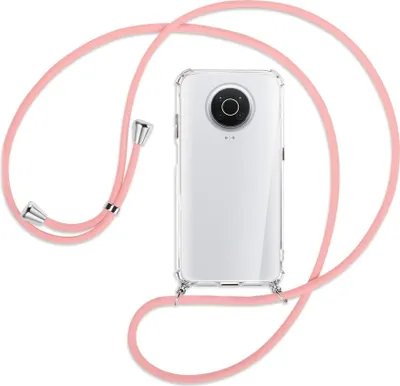 Produktbild von Handykette Backcover-Schutzhülle mit Band (Metall silberfarben) für Nokia G10, G20 (Nokia 6.3) - rosa