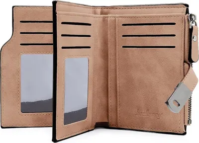 Produktbild von Damen Kunstleder Mini Geldbörse Damen Klein und im Kurzformat Portemonnaie Damen Viele Fächer Portmonee mit 16 Kartenfächer und Reißverschluss Münzfach