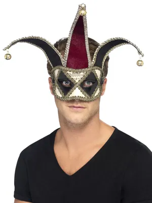 Produktbild von Venezianischer Clown Harlekin Augenmaske schwarz-silber