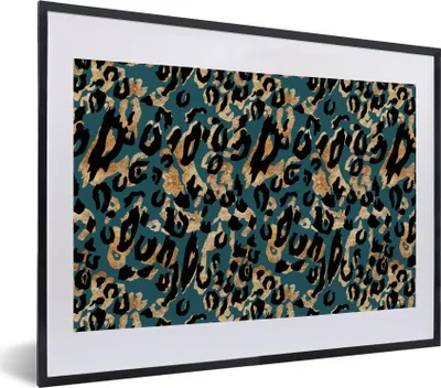 Produktbild von MuchoWow® Gerahmtes Poster Panther - Tiermuster - Braun 40x30 cm - Poster mit Schwarzem Bilderrahmen Wandposter Rahmen Foto Bilder - Bilderrahmen - Poster im Rahmen