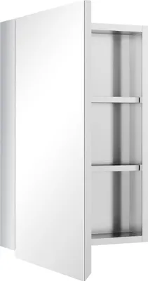 Image de Armoire miroir de salle de bain en acier inoxydable armoire murale de toilette 39 x 12 x 60 cm
