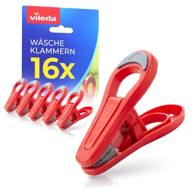 Immagine prodotto di Set di 16 mollette Vileda, mollette robuste in plastica, resistenti alle intemperie, per stendibiancheria e balcone
