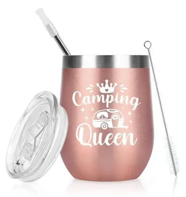 Produktbild von Isolierter Thermobecher 350ml Edelstahl mit Deckel und Strohhalm für Camping und Reisen