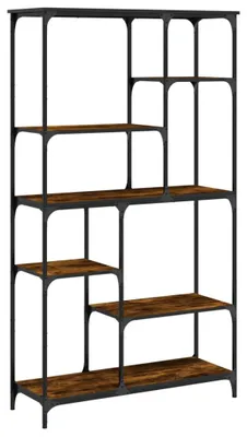 Image de vidaXL Bibliothèque chêne fumé 99x35,5x176 cm Bois composite et acier