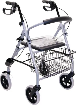 Produktbild von Leichtgewichtrollator GiGo 2G,anat.Griffe,Tabl.,Korb,silber,