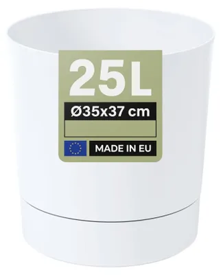 Zdjęcie produktu dla Biała doniczka z wyjmowaną podstawką, 35 cm