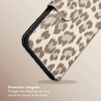 Image de Bibliothèque Selencia Sabi avec impression de panthère pour l'Apple iPhone 14 / 13 - Ivoire doux