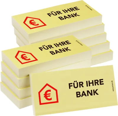 Produktbild von PRICARO Haftnotizen "Für Ihre Bank", 100 Blatt, 10 Stück