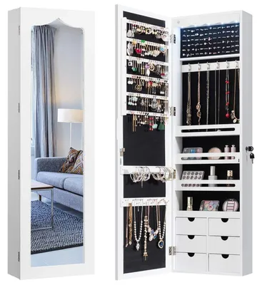 Immagine prodotto di Armadio per gioielli COSTWAY con illuminazione a LED, 6 cassetti e specchio, modello Sipegelsch