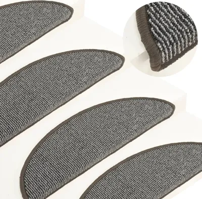 Image de The Living Store Tapis d'escalier 15 pcs. Gris 56x17x3 cm