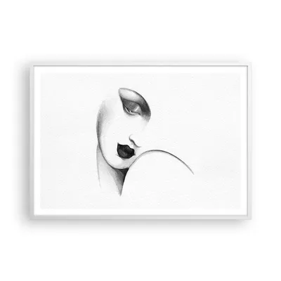 Produktbild von Gerahmtes Poster - Weißer Rahmen - Porträt Frau Skizze - 100x70 cm - Wand Bild - Wanddeko - Wandbilder - Kunstposter - Wandposter - Bilderrahmen - Bilder - Kunstdruck - P2WAA100x70-4475