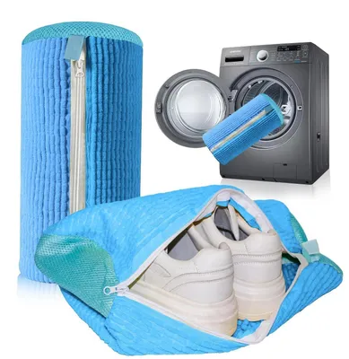 Produktbild von Schuhwaschbeutel für Waschmaschine, 2 Stück, Blau, Wiederverwendbar, Verstärkter Reißverschluss