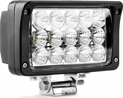 A rectangular LED work light with multiple bulbs, mounted on a bracket.