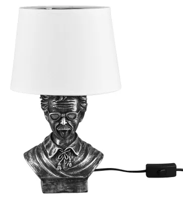 Produktbild von Tischleuchte, Keramik, silber, Stoff, weiß, H 36 cm