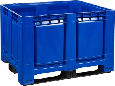 Produktbild von Palettenbox 1200x1000 mm versch. Farben - 3 Kufen - geschlossen : blau Farbe: blau