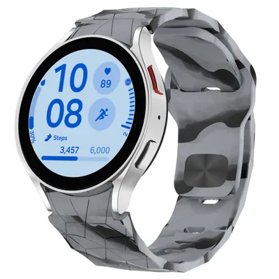Produktbild von Für Samsung Galaxy Watch FE / 6 / 5 / 4 40mm Silikon Fußball Design Ersatz Arm Band Grau / Schwarz