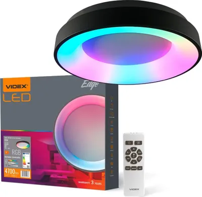 Immagine prodotto di Plafonaio rotondo nero con telecomando RGBW 72W 7500lm 2700K/6000K 45 cm Videx