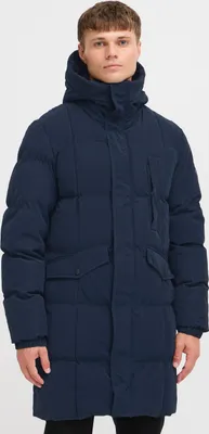 Produktbild von INDICODE IDElvins Herren Parka Winterjacke Jacke mit Kapuze hohem Kragen Brusttasche Druckknöpfen Reißverschluss Label-Details Regular fit