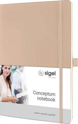 Produktbild von Notizbuch Conceptum A4 97 Blatt Softcover kariert 80g beige Packung mit 3 Stück