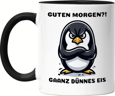 Produktbild von Guten Morgen Ganz dünnes Eis Tasse Schwarz Bürohumor Morgenmuffel Spruch