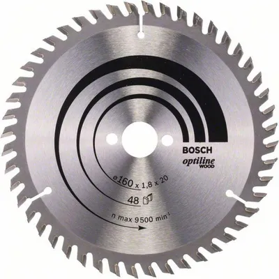 Obrázek produktu pro Pilový kotouč Optiline Wood O.D. 160 mm Počet zubů 48 WZ Vrtání 20 mm Šířka řezu 1,8 mm HM BOSCH