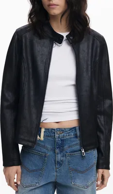 Produktbild von Schwarze Damenjacke mit Kontrastdetails – Langarm, Reißverschluss, Taschen