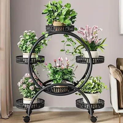 Image de Support pour plantes sur roulettes, conçu pour 6 pots