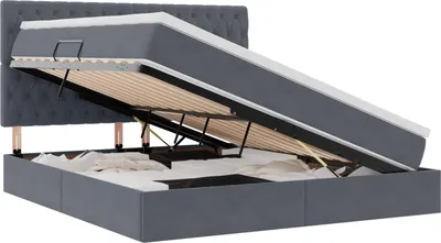 Obrázok produktu pre vidaXL Úložná posteľ s matracom tmavosivá 160 x 200 cm zamat