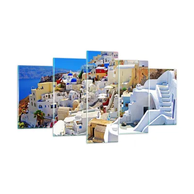 Produktbild von Bilder auf glas - Griechenland insel tourismus santorini - 160x85cm - Glasbilder - Wandbilder - Kunstdruck - Wanddekoration aus Glas - Glas Bilder - Wandbild auf Glas - GEA160x85-2651
