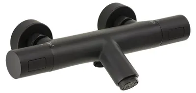 Produktbild von Herzbach LIVING Thermostat-Wannenbatterie Aufputz rund Schwarz matt