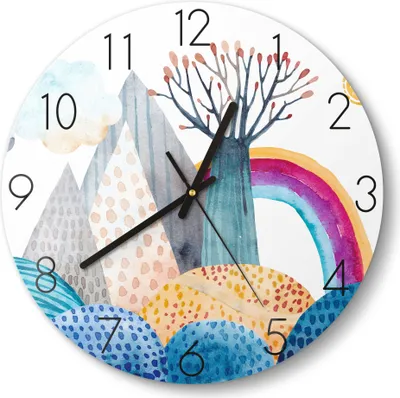 Produktbild von DEQORI Glasuhr Ø30 cm Zahlen 'Kunterbuntes Meer' Wanduhr Glas Uhr Design leise