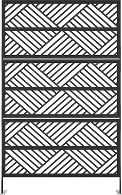 Produktbild von Paravent für den Außenbereich - durchbrochenes geometrisches Motiv - Metall - 117 x 190 cm - Schwarz - MONDRILI