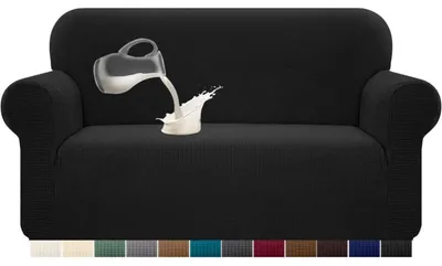 Productafbeelding van Bankhoes, stretchmateriaal, waterdicht, voor 2 zitplaatsen, zwart, met antislip-schuim