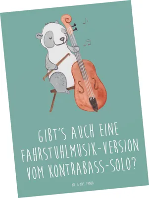 Produktbild von Mr. & Mrs. Panda Postkarte Kontrabass Solo - Meeresbrise - Geschenk, Musikliebhaber, bildkarte, Grußkarte, Lernen, Sinfonieorchester, Postkarten, Motivkarte, Humor, Musik