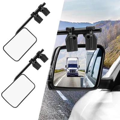 Imagen del producto de Espejo para caravana, giratorio 360 grados - Espejos universales - Juego de 2 espejos para remolque - Espejos retrovisores exteriores - Resistente a impactos - Mejor visibilidad - Espejos para remolque