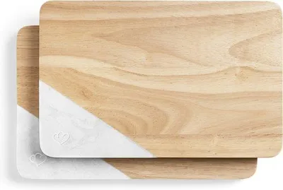 Produktbild von Frühstücksbrett Set 2-teilig 28x18x1,5cm Holz & Marmor
