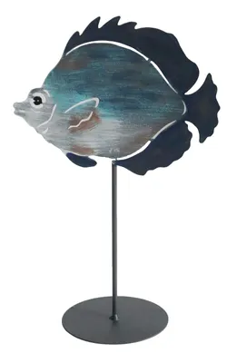 Produktbild von Deko Metall Fisch auf Stab Sockel Maritim Zierfisch Tier Fische Figur Skulptur