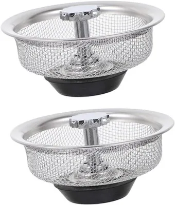 Produktbild von Gasantrieb - 2 Stück - Gootschieber - Abflussstöpsel - Edelstahl - Gasfilter - Korbstöpsel - Abwasserreste Sammler - Mit Gummi-Stop - für Gootschieber - 83*83*40MM - Silber
