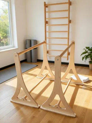 Produktbild von Bear on Bar Dip-Parallelbarren – Holzpaar – Höhe 94 cm – Standfläche 50 cm – Für Calisthenics – Für Street Workout – Krafttraining zu Hause