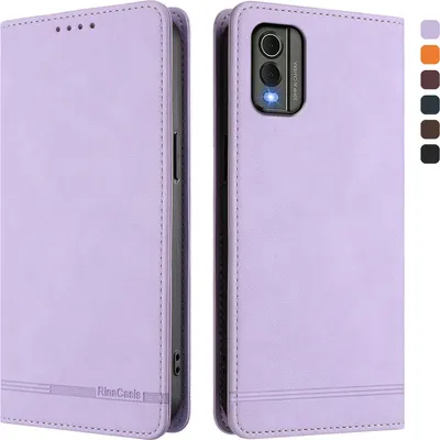 Produktbild von Hülle für Nokia C32, Retro Kunstleder Ständer Klapphülle mit Kartenfächer und Magnetische Violett