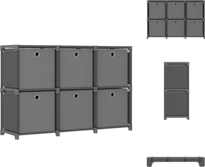 Image de vidaXL Étagère cubique avec 6 boîtes Gris 103x30x72,5 cm Tissu - Bibliothèques & Armoires à livres