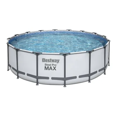 Produktbild von Steel Pro Max™ Frame Pool Komplett-Set, rund, mit Filterpumpe, Sicherheitsleiter & Abdeckplane 457 x 122 cm